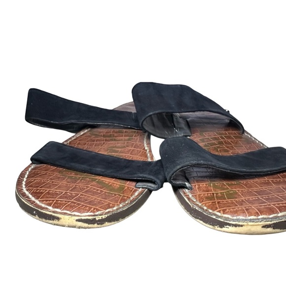 Sam Edelman Gala Slide Mule Black Suede Open Toe Two Strap Flat Slip On Sandals - Picture 4 of 9